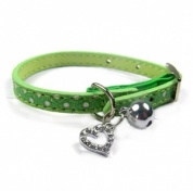Crystal Heart Dotty Cats Collar - Lime